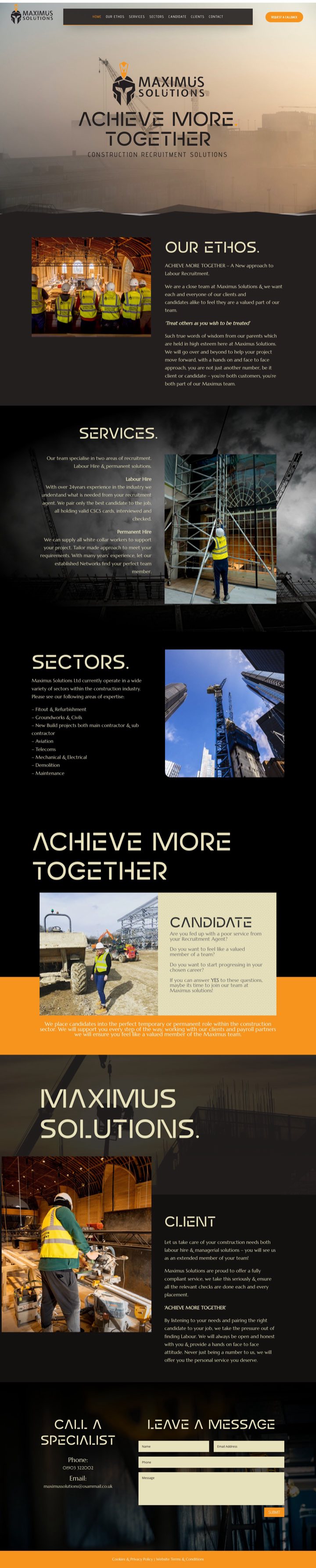 Homepage of the Maximus Solutions website built by OSAM Websites